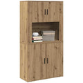 Le charme du rangement avec ce buffet avec portes, aux accents metalliques, coloris chene et bois naturel