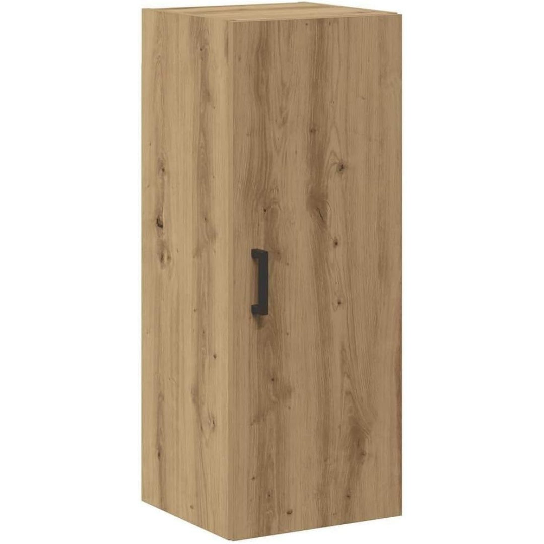 Le charme du rangement avec ce armoire avec portes, a l'aspect bois, coloris chene et bois naturel