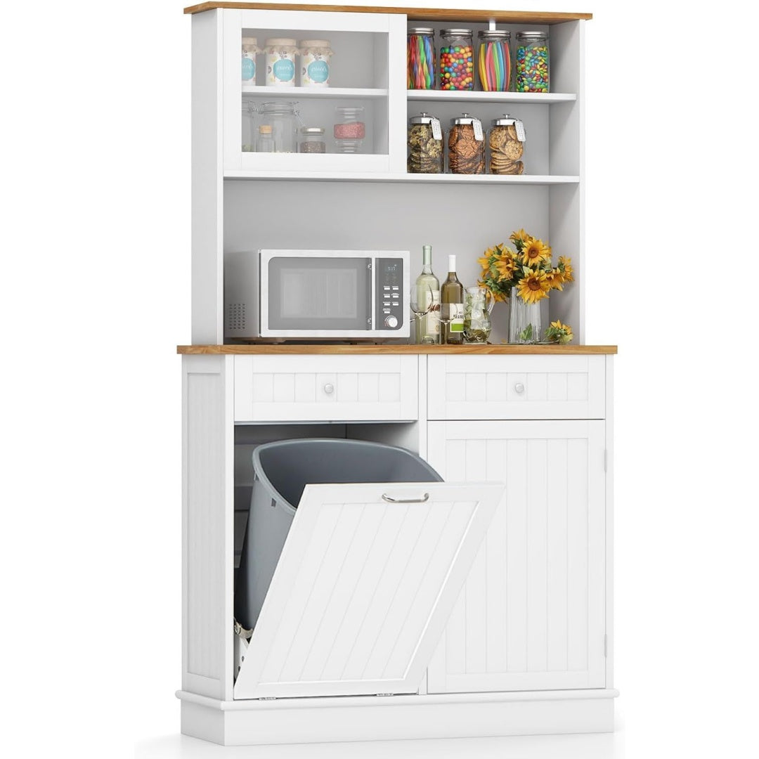 Le charme du rangement avec ce buffet avec tiroirs, avec portes, coloris bois naturel et vert