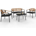 Le charme du rangement avec ce table basse aux accents metalliques, avec details en rotin, coloris noir