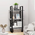 Un espace mieux organise grace a ce bibliotheque avec etageres, aux accents metalliques, finition gris