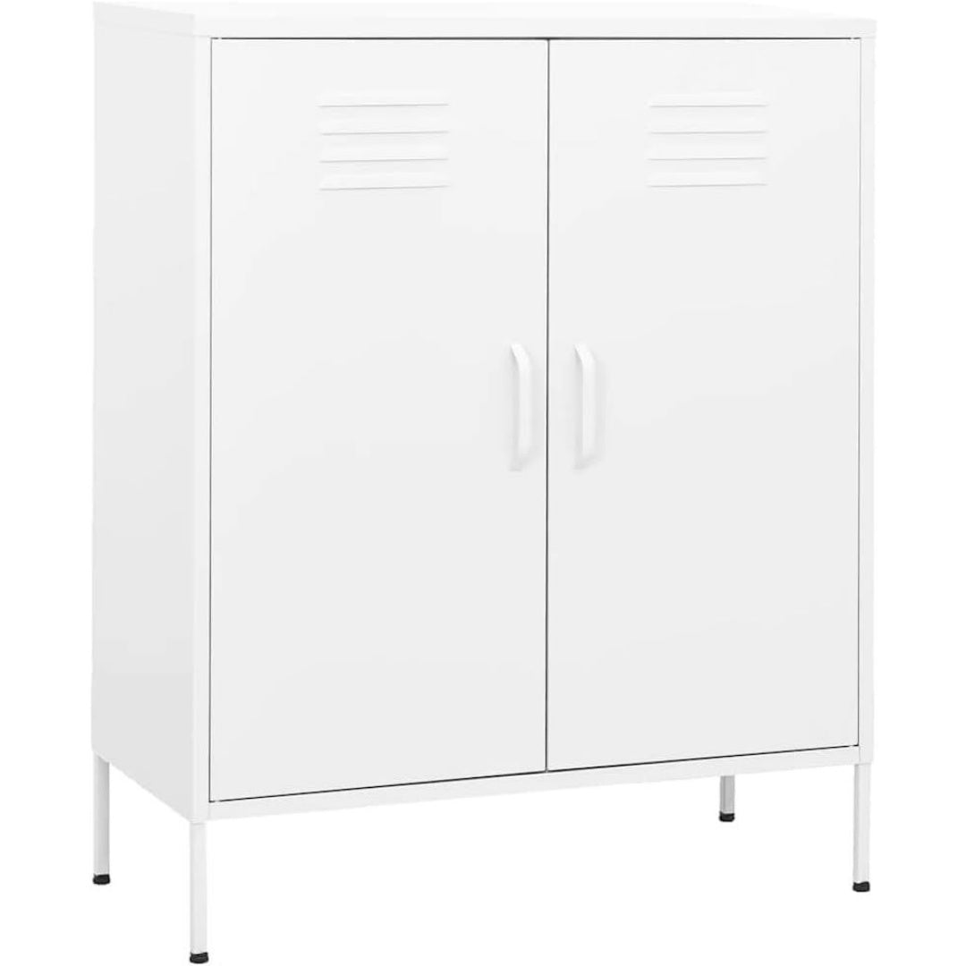 Le charme du rangement avec ce buffet avec portes, avec etageres, coloris blanc