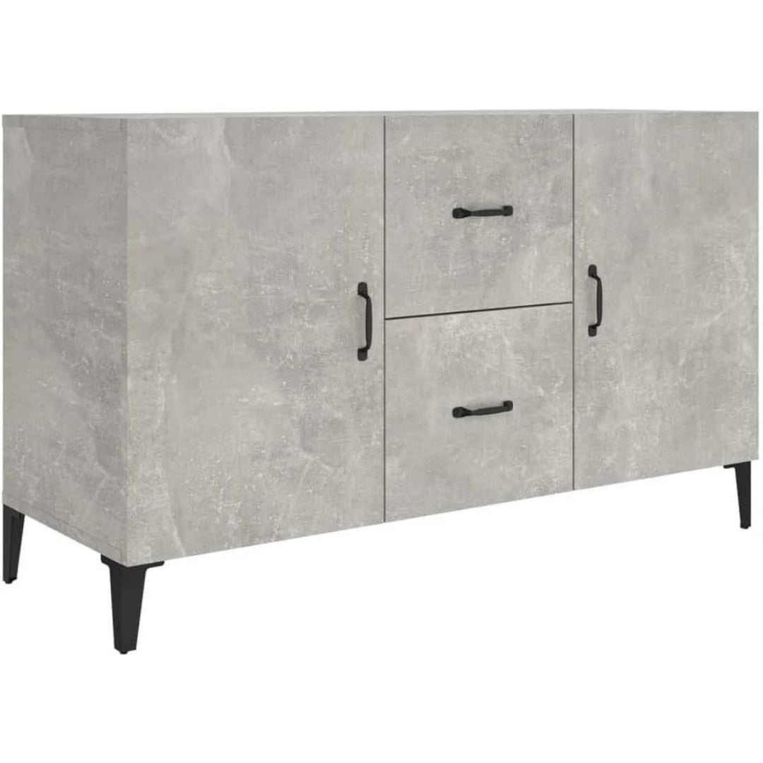 Une touche de caractere, buffet avec tiroirs, avec portes dans un ton gris et bois naturel