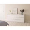 Le charme du rangement avec ce buffet avec tiroirs, avec elements vitres, coloris blanc et vert