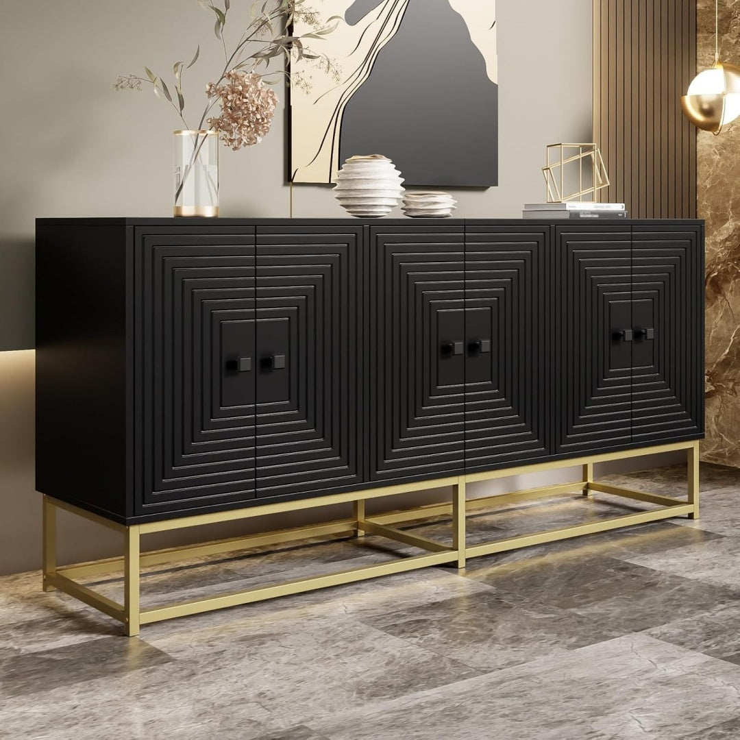Le charme du rangement avec ce buffet avec portes, avec etageres, coloris vert