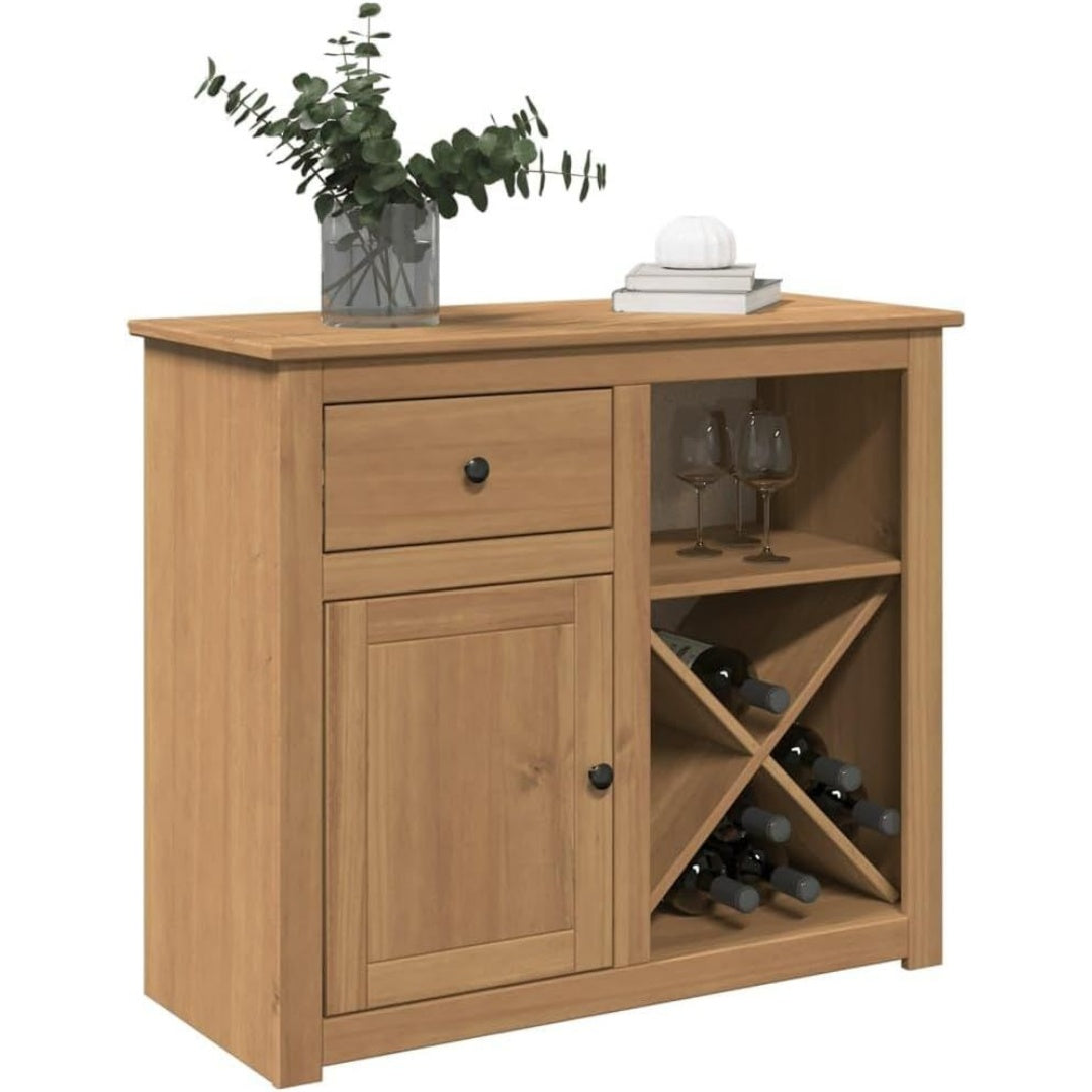 Le charme du rangement avec ce buffet avec tiroirs, a l'aspect bois, coloris naturel et bois naturel