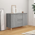 Une silhouette equilibree pour ce buffet a l'aspect bois, teinte gris et bois naturel