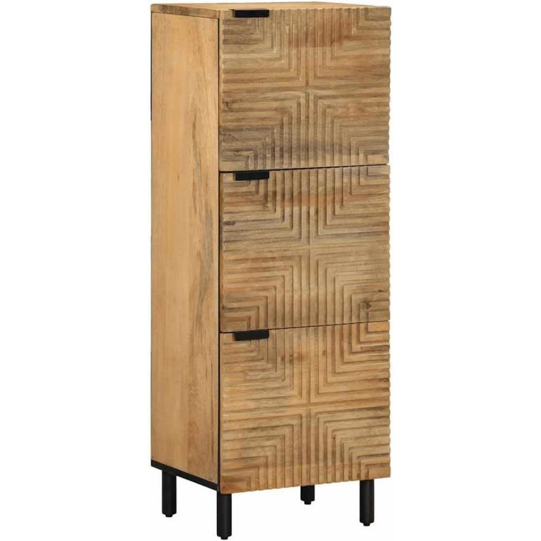 Pour un interieur harmonieux, buffet avec portes, avec etageres en finition marron et naturel