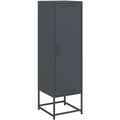 Une silhouette equilibree pour ce buffet avec portes, au style industriel, teinte anthracite