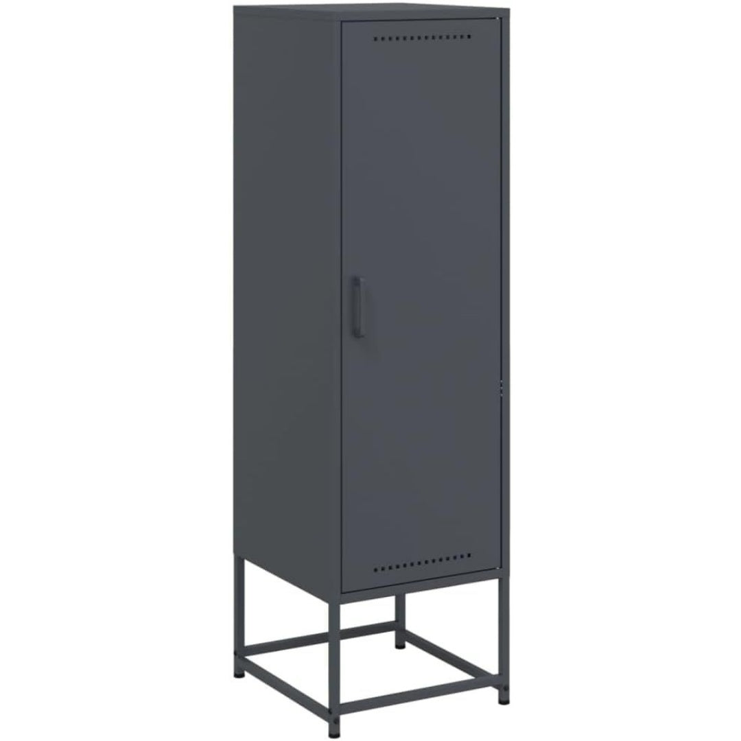 Une silhouette equilibree pour ce buffet avec portes, au style industriel, teinte anthracite