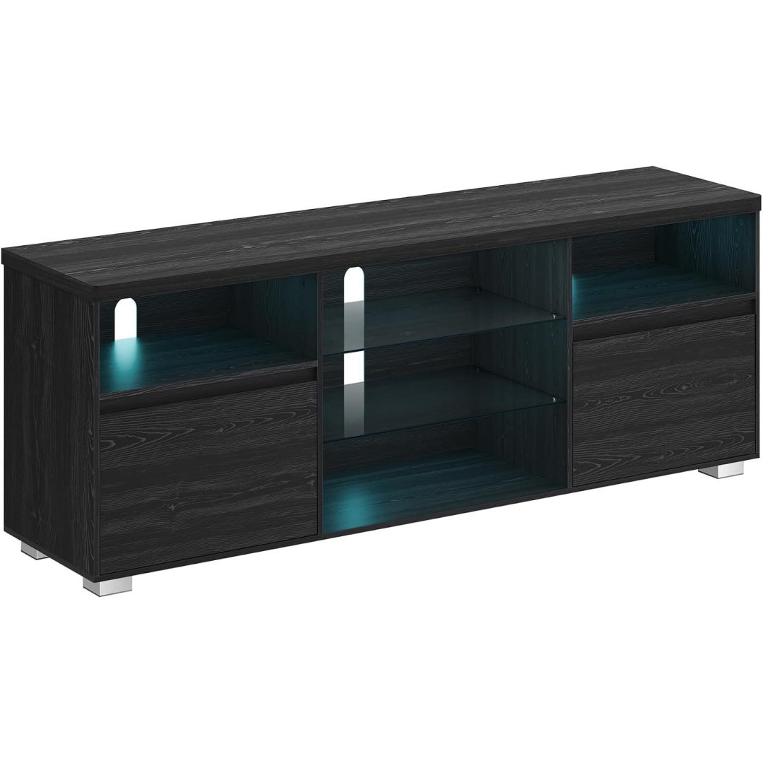 Pour un interieur harmonieux, commode avec tiroirs, avec portes en finition noir et vert