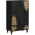 Un espace mieux organise grace a ce armoire avec portes, a l'aspect bois, finition noir et bois naturel