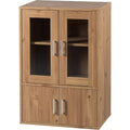 Une touche de caractere, buffet avec portes, avec etageres dans un ton marron et bois naturel