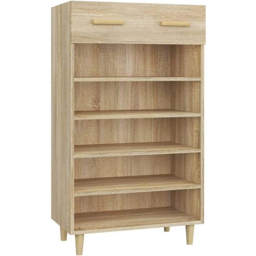 Un espace mieux organise grace a ce commode avec tiroirs, a l'aspect bois, finition chene et bois naturel