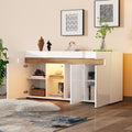 Pour un interieur harmonieux, buffet avec portes, avec etageres en finition blanc et vert