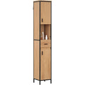Une silhouette equilibree pour ce buffet avec tiroirs, avec portes, teinte noir et chene