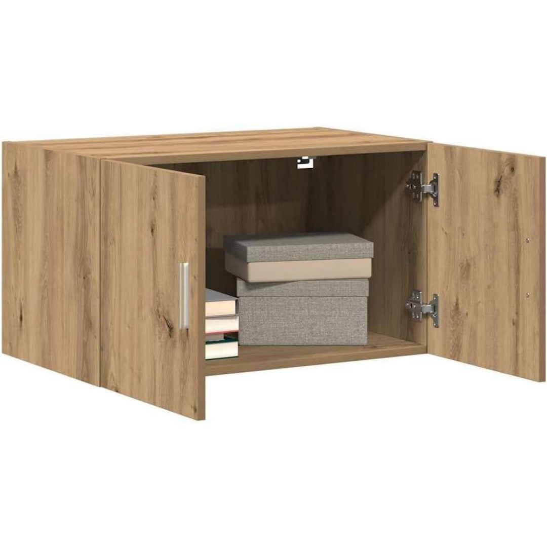 Le charme du rangement avec ce buffet avec portes, avec etageres, coloris chene et naturel