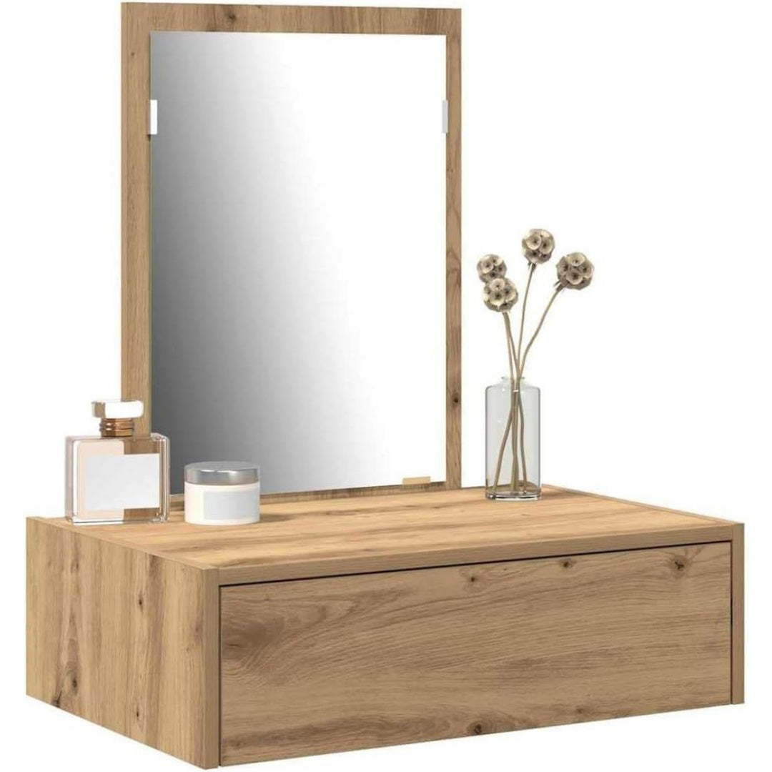 Pour un interieur harmonieux, commode avec tiroirs, a l'aspect bois en finition marron et bois naturel