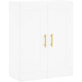 Le charme du rangement avec ce armoire avec portes, a l'aspect bois, coloris blanc et bois naturel