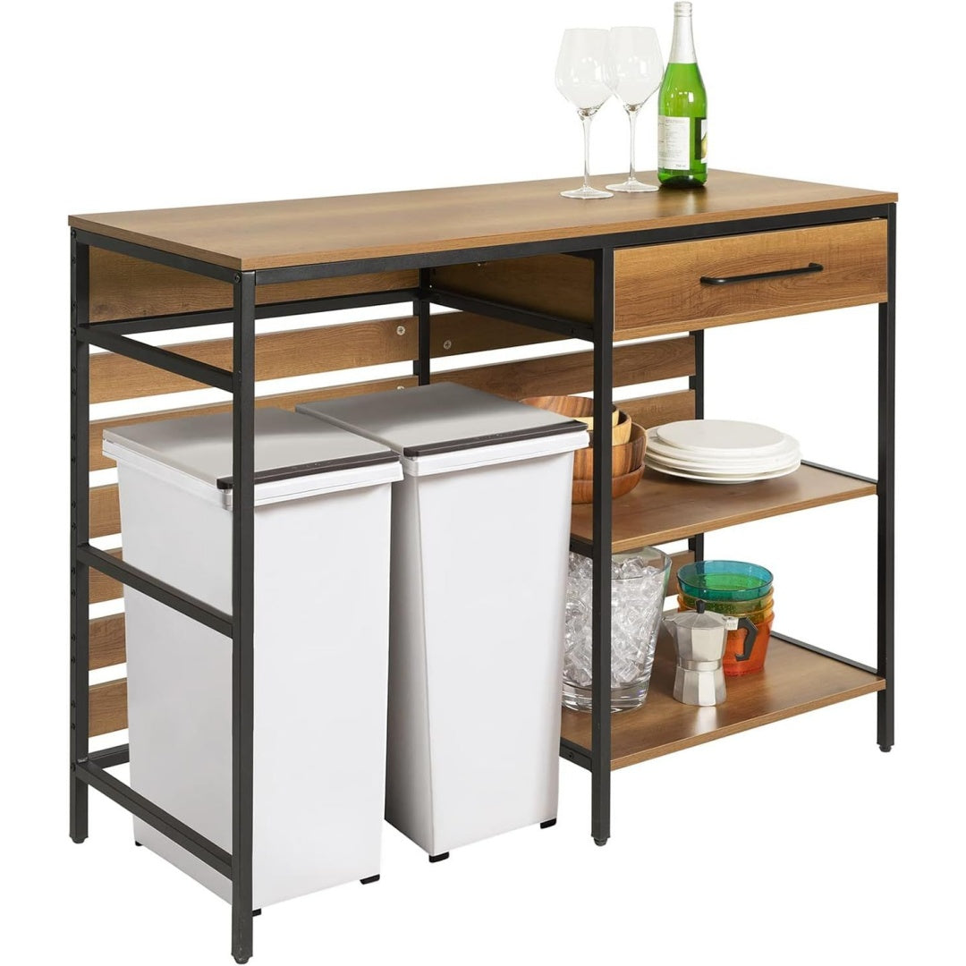 Une silhouette equilibree pour ce commode avec tiroirs, avec etageres, teinte noir et vert
