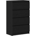 Une silhouette equilibree pour ce buffet avec portes, a l'aspect bois, teinte noir et chene
