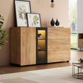 Pour un interieur harmonieux, buffet avec tiroirs, avec portes en finition noir et marron