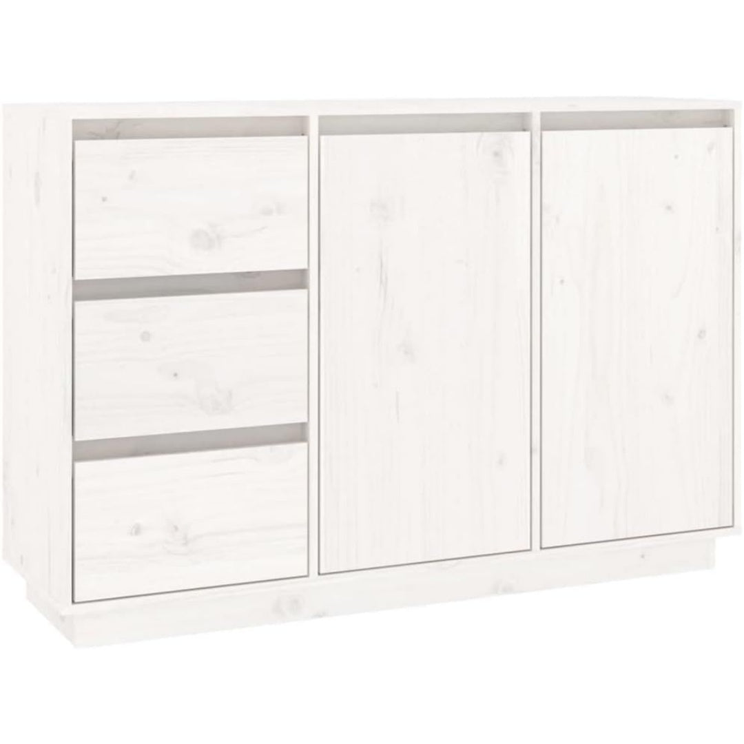 Le charme du rangement avec ce buffet avec tiroirs, avec portes, coloris blanc et naturel