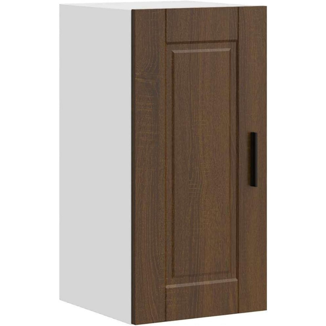 Une silhouette equilibree pour ce buffet avec portes, a l'aspect bois, teinte chene et marron