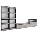Une silhouette equilibree pour ce buffet avec portes, avec etageres, teinte noir et bois naturel