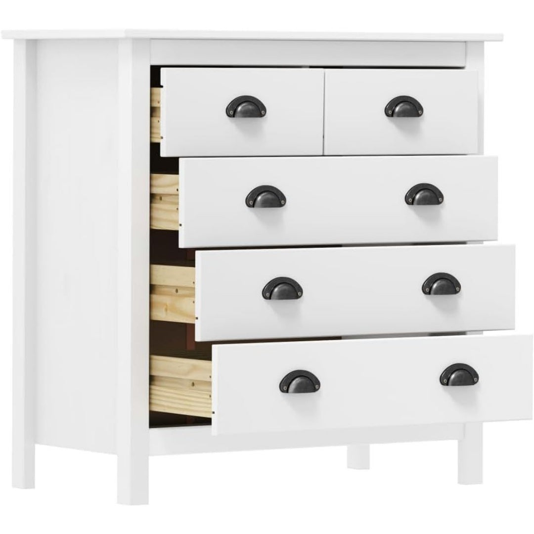 Pour un interieur harmonieux, buffet avec tiroirs, avec portes en finition blanc et bois naturel