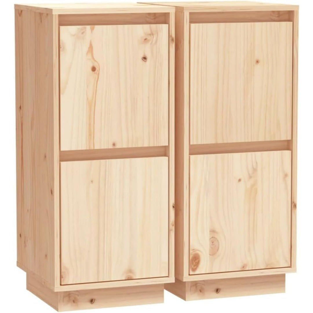 Une silhouette equilibree pour ce buffet avec portes, a l'aspect bois, teinte bois naturel