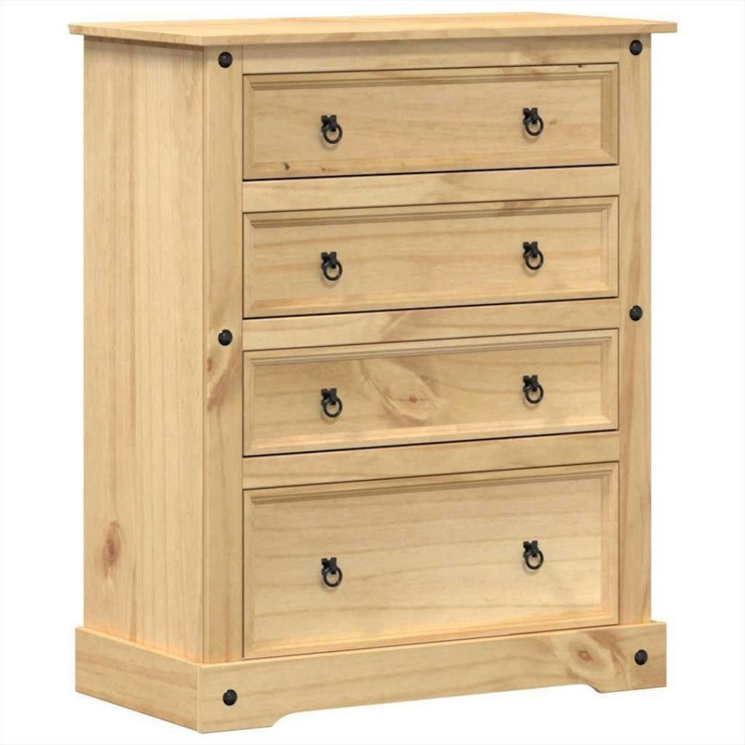 Pour un interieur harmonieux, buffet avec tiroirs, aux accents metalliques en finition naturel et bois naturel