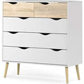 Pour un interieur harmonieux, commode avec tiroirs, aux accents metalliques en finition blanc et noir